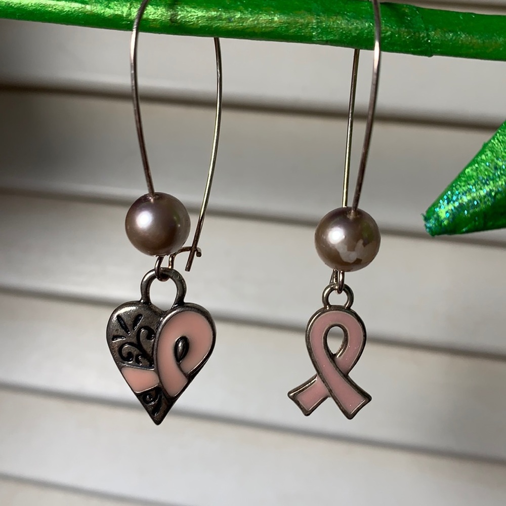 Same but different Breast Cancer Survivor earrings!